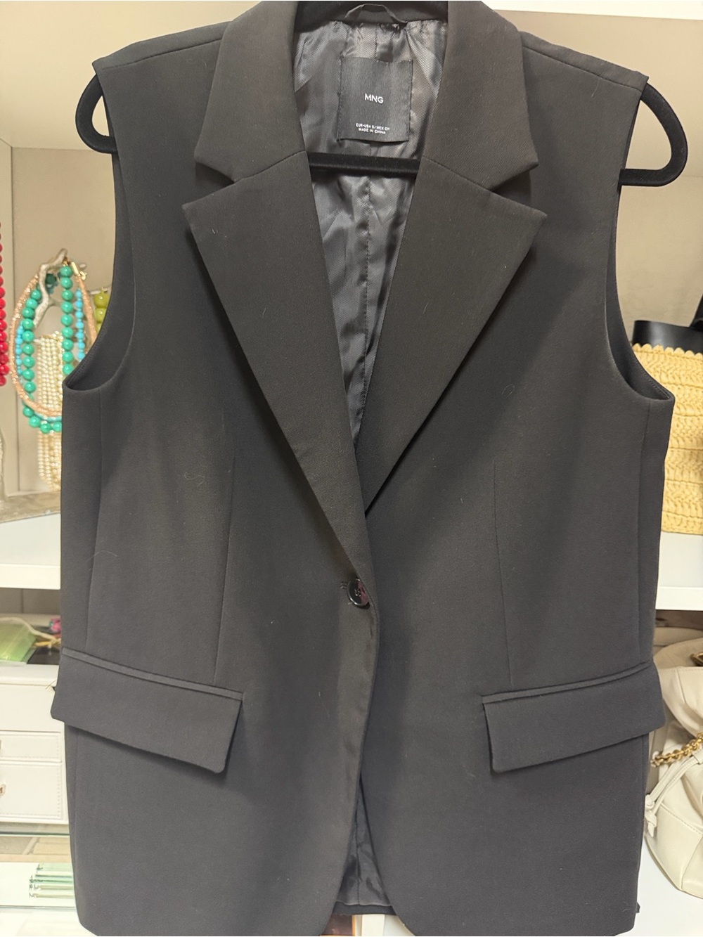 Mango Black Tailored Sleeveless Blazer Vest